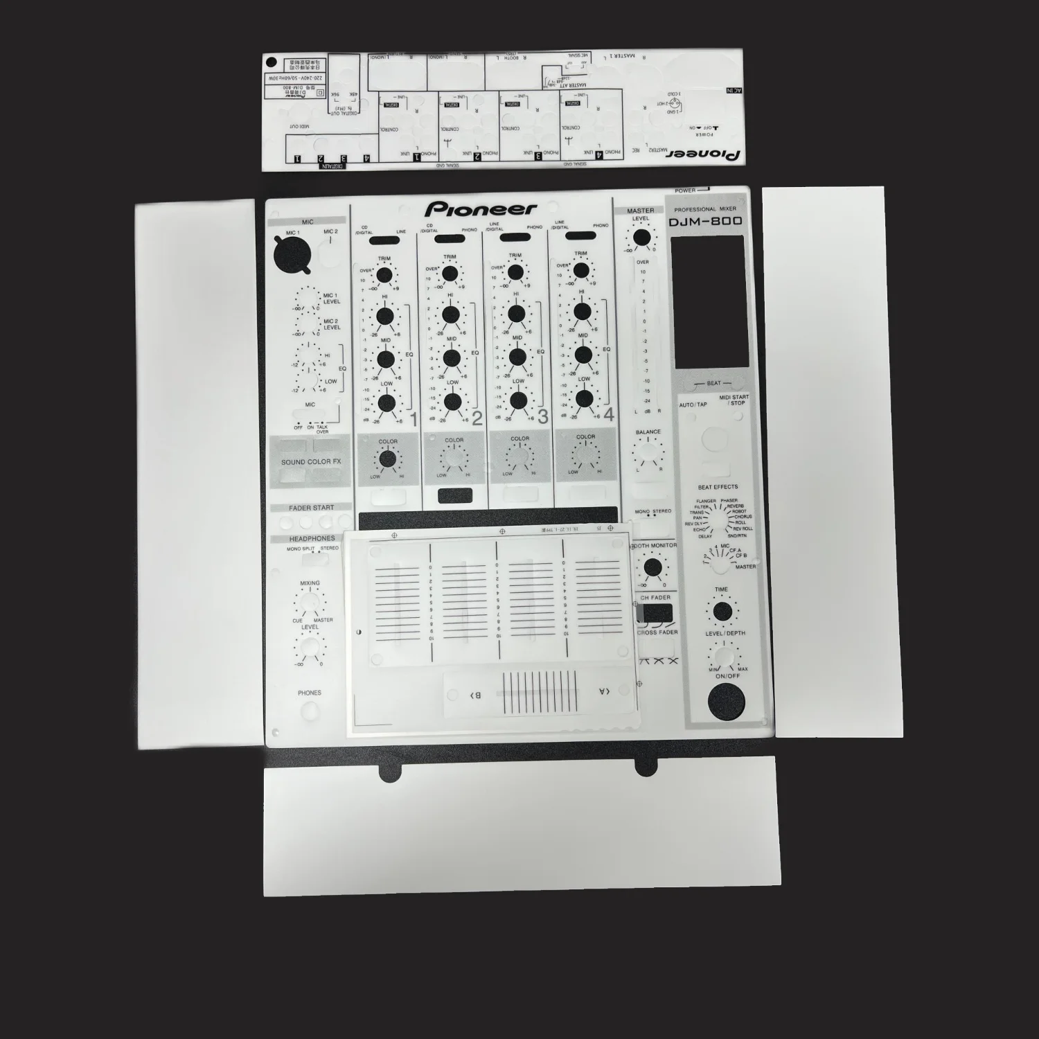 Pioneer DJM-800 Controller Panel Skin ONLY - PVC Self-Adhesive Front Face Film (Excludes Side Bars)\