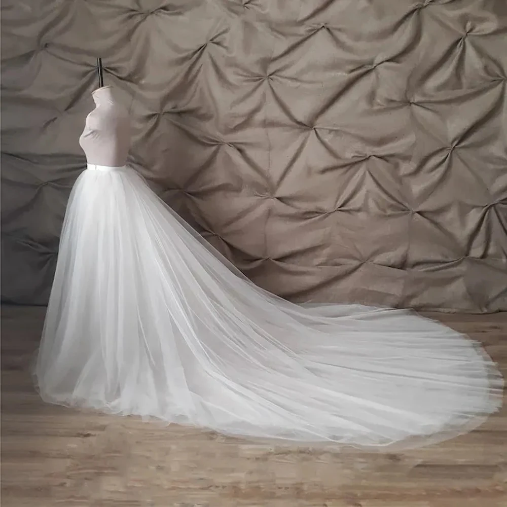 

Extra Puffy Tulle Wedding Train Bridal Skirt Custom Made 7 Layers Tulle Wedding Detachable Skirt Long Train White Wedding Skirts