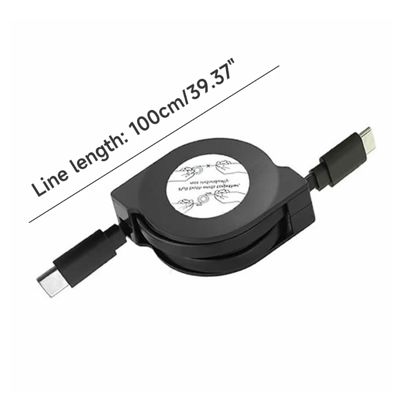 60W PD Type C Retractable Fast Charging Data Sync Cord for Phone  Tablets