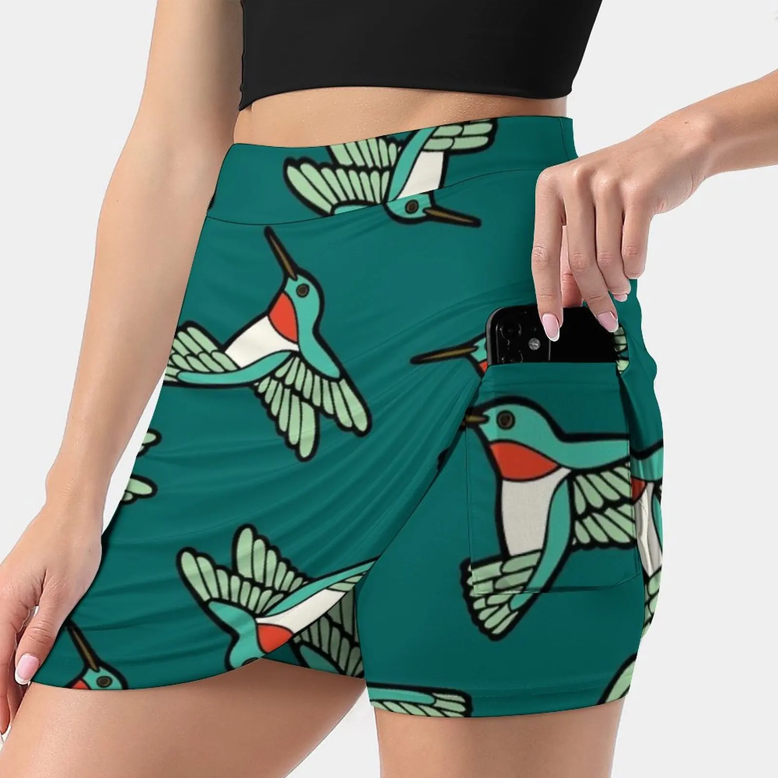 Hummingbird Pattern Women's skirt Aesthetic skirts New Fashion Short Skirts Vector Illustrated Artist Designer Evannave Pattern