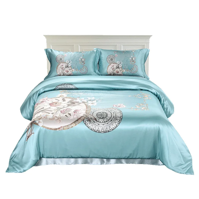 16 mmi four-piece set of 100% mulberry silk digital inkjet printing silk silk bedding light luxury