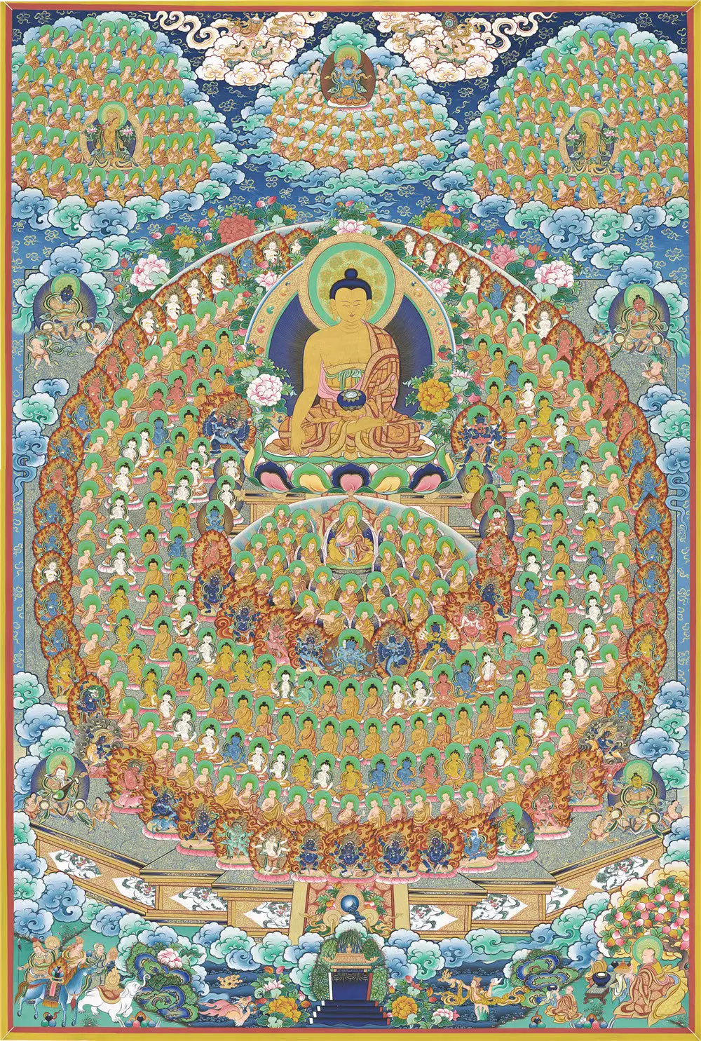 Shakyamuni's Refuge Tree Thangka,Gandhanra Tibetan Buddhist Thangka Art,Giclee Printed and Hand Framed,47