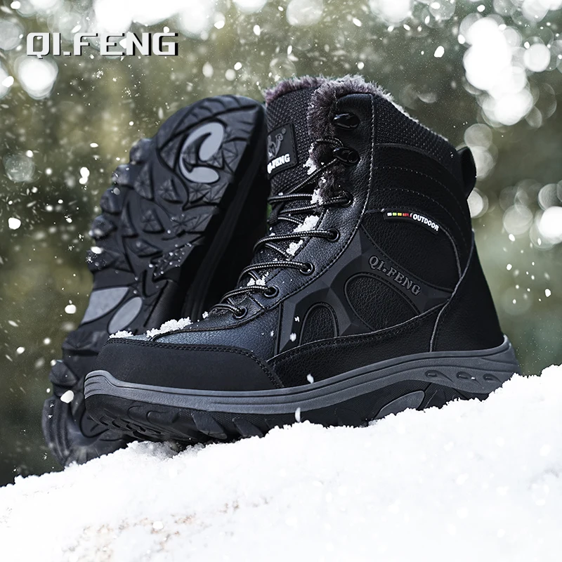 New Men Winter Outdoor Hiking Boots Plus Size 47 Snow Boots Men Training Work Boots Waterproof Slip-Resistant Keep Warm Fashion