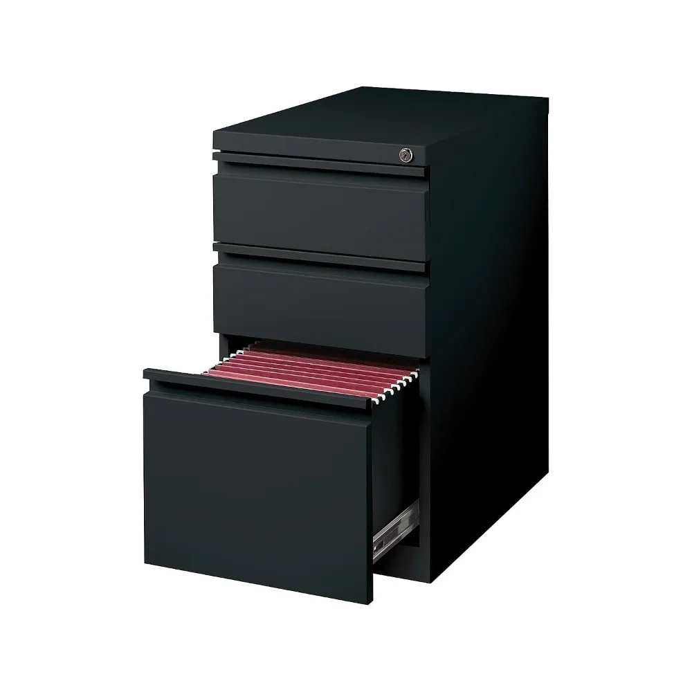 3-Drawer Vertical File Cabinet, Letter Size, Lockable, Black | 19.88in D x 15in W x 27.75in H. Secure storage for