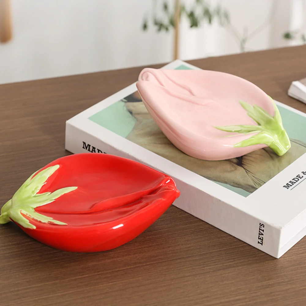 Convenient Ceramic Drain Soap Case Quick Drain Rose Petal Roseleaf Soap Dish Self Draining Extend Soap Life Soap Box Bathroom