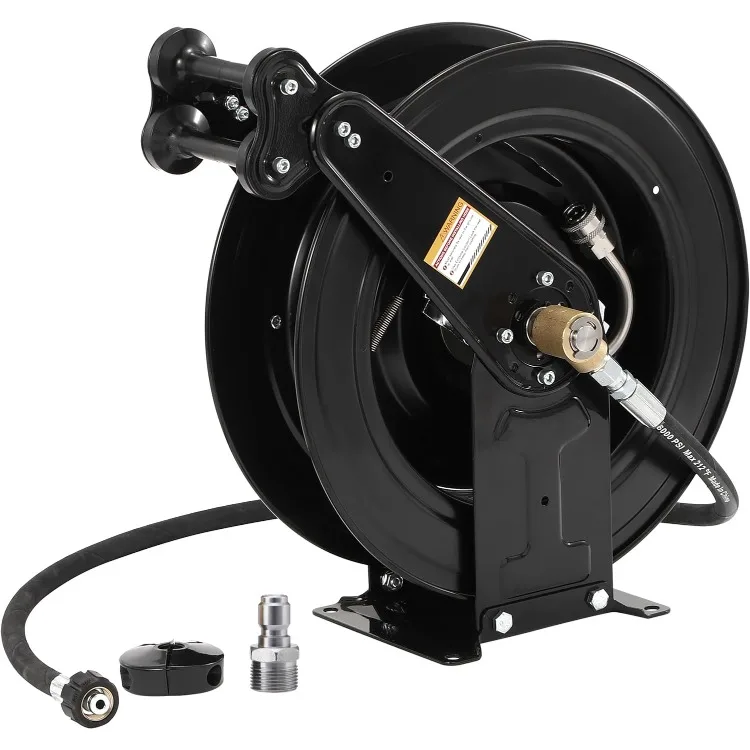 High Pressure Washer Hose Reel for Water/Air/Oil, 3/8