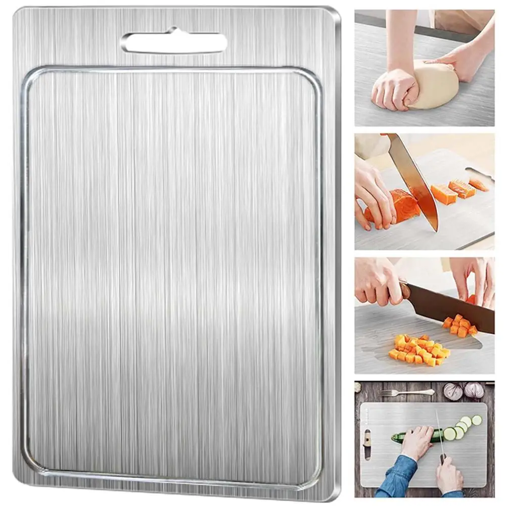 NEW Titanium Cutting Boards For Kitchen Stainless Steel Cutting Board 304 Stainless Steel Double-Sided Food Grade Cutting B A5M9