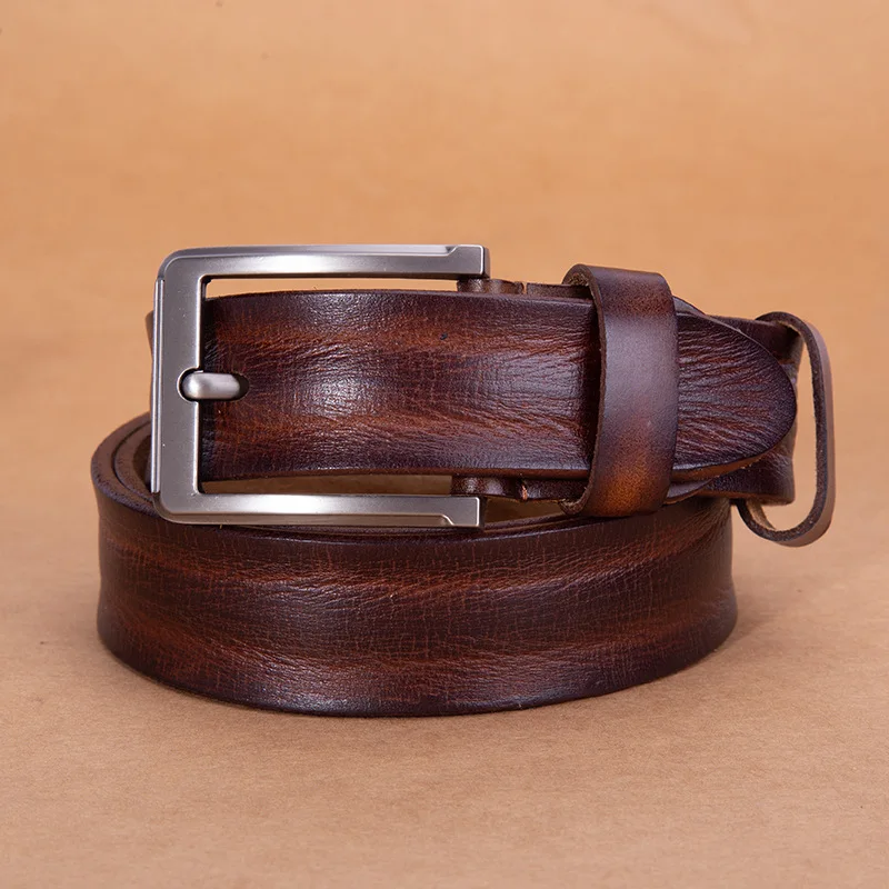 Ceinture en cuir véritable pour hommes, conception de peau de vache rétro classique, ceintures de jeans à broches, ceinture CLCD