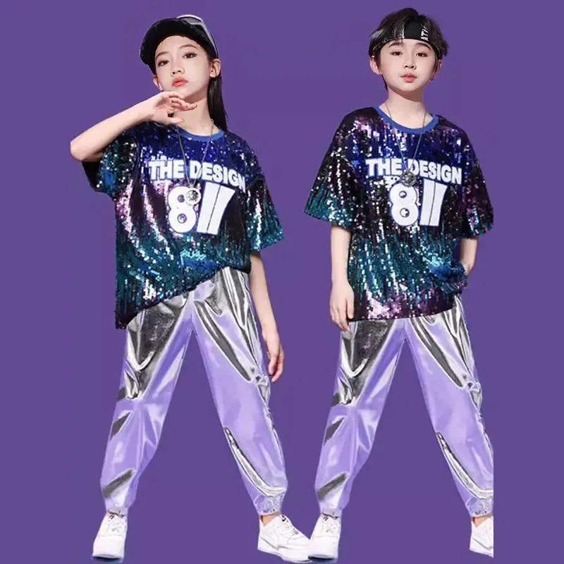 Children's Jazz hip-hop costumes studio model catwalk host fashion sequined suit Children's shelves drums Cheerleading costumes
