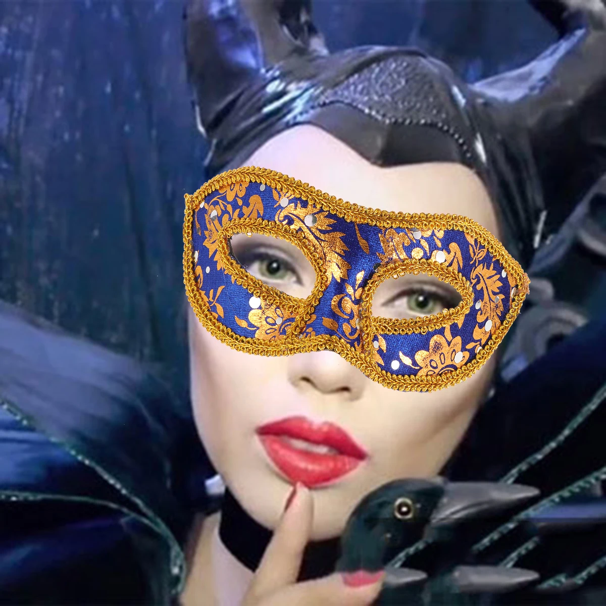 

Men'S Masquerade Christmas Costume Prom Party Half Face Halloween Ball Carnival Mask Dark Blue Venetian Retro Roman