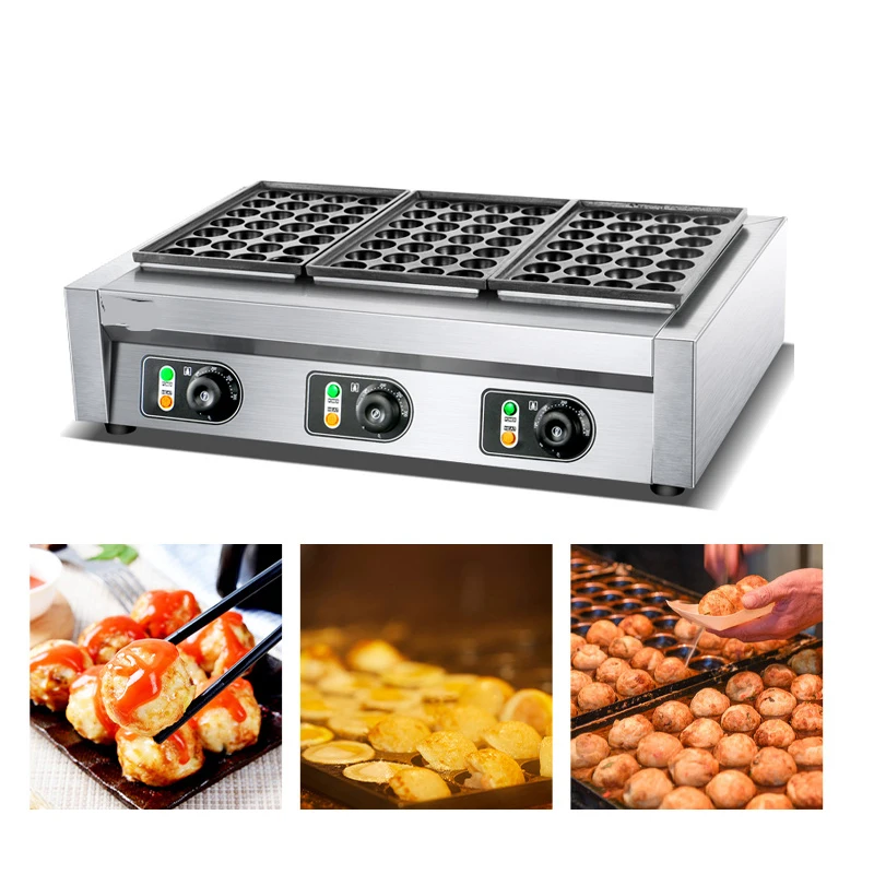 Non-Stick Pan Stainless Steel Fish Ball Maker Commercial Octopus Balls Machine Gas Takoyaki Machine Fish Ball Furnace