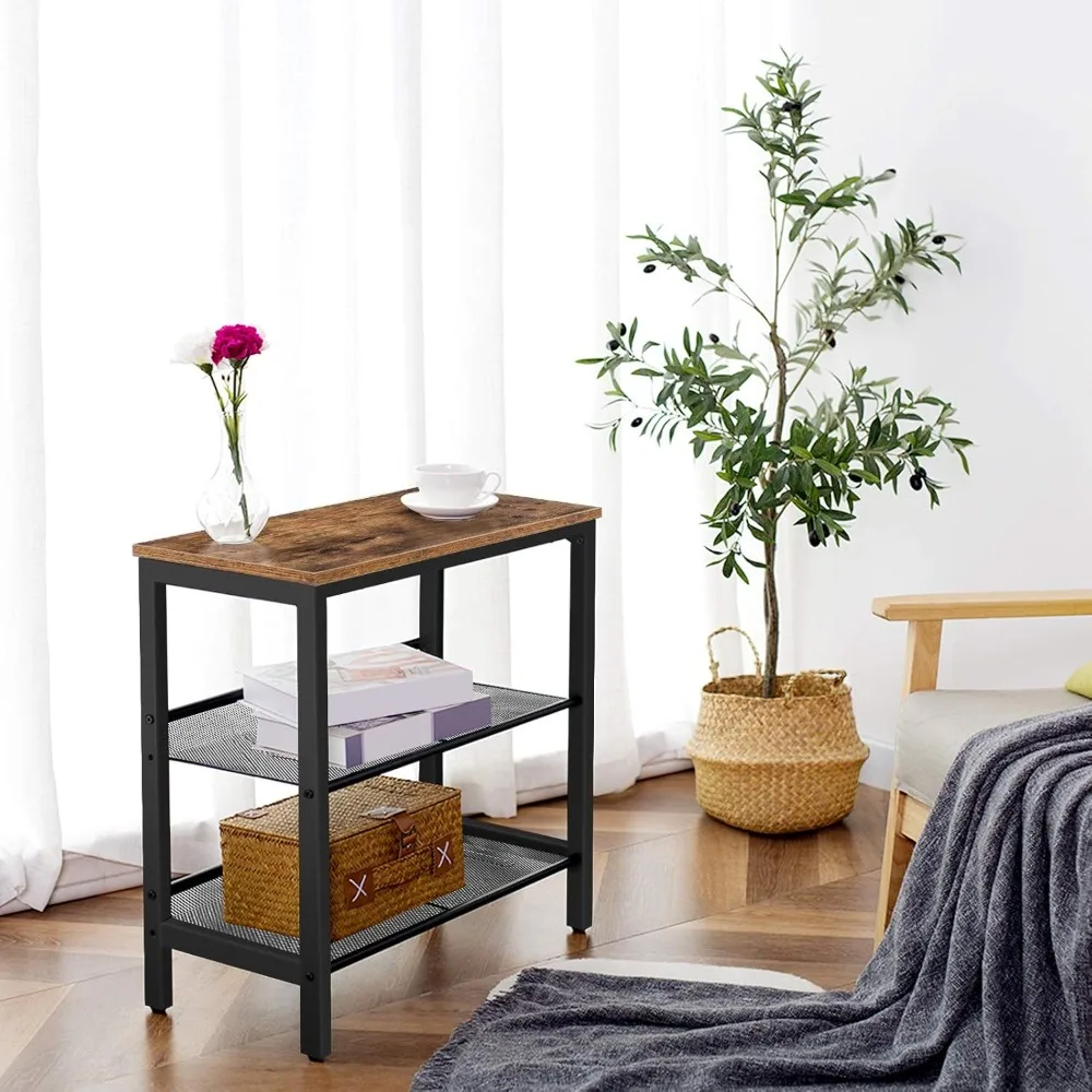 

Nightstands, End Table, 3-Tier Narrow Side Table, Nightstand with 2 Flat or Slant Adjustable Shelves f, Open Storage Shelves