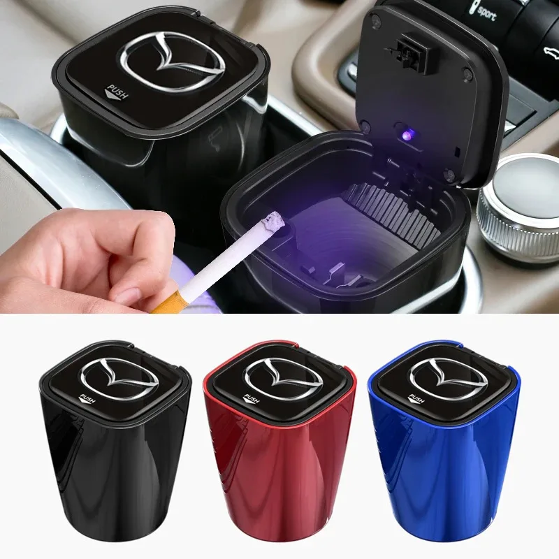 

Автомобильная пепельница со светодиодной подсветкой, автомобильный бездымный подстаканник для Mazda 2 3 MS 6 CX-30 CX-3 CX-8 CX-5 MX-5 CX-9 BT-50 CX-7, аксессуары