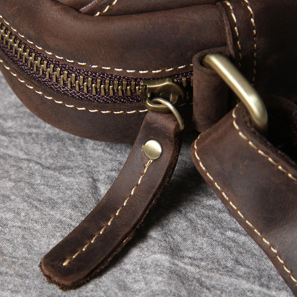 S.WORKER Vintage Echtleder Herren Umhängetaschen Crossbody-Taschen Crazy Horse Handgefertigte Mini-Tasche für Handy & Schlüssel – Detail 12