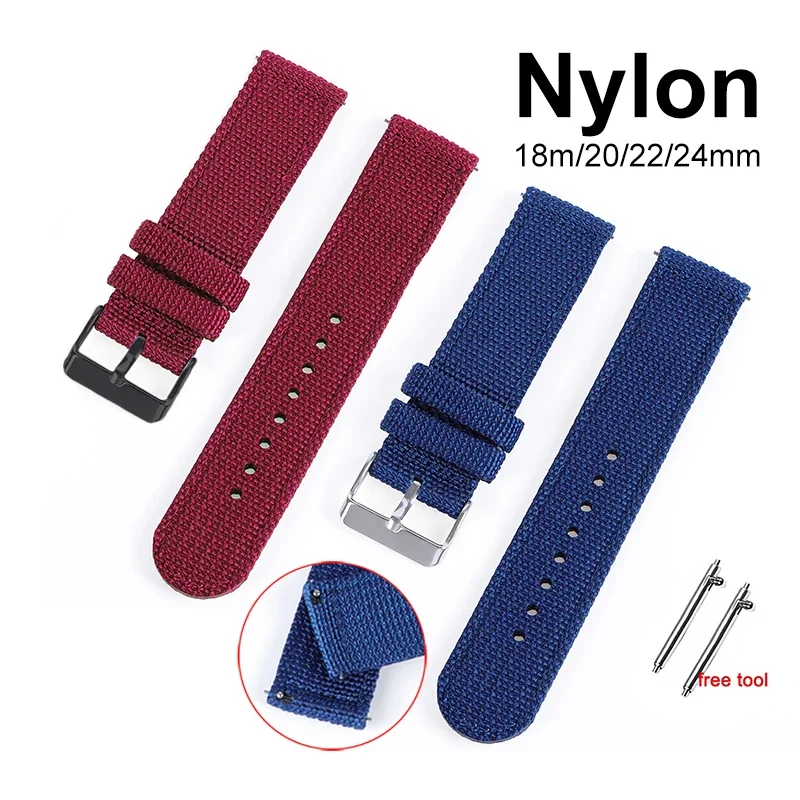 Nylon Watch Strap 18mm 20mm 22mm 24mm Quick Release Canvas Watchband Universal Replacement Wrist Band for Women Men\'s Bracelet