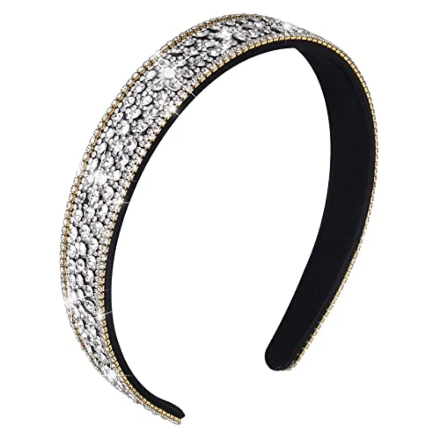 

1 PC Headband Rhinestone Wide Hair Band Headpiece Bridal Wedding Fancy Jeweled Bling Beaded Sparkly Faux Diamond Crystal Sparkl