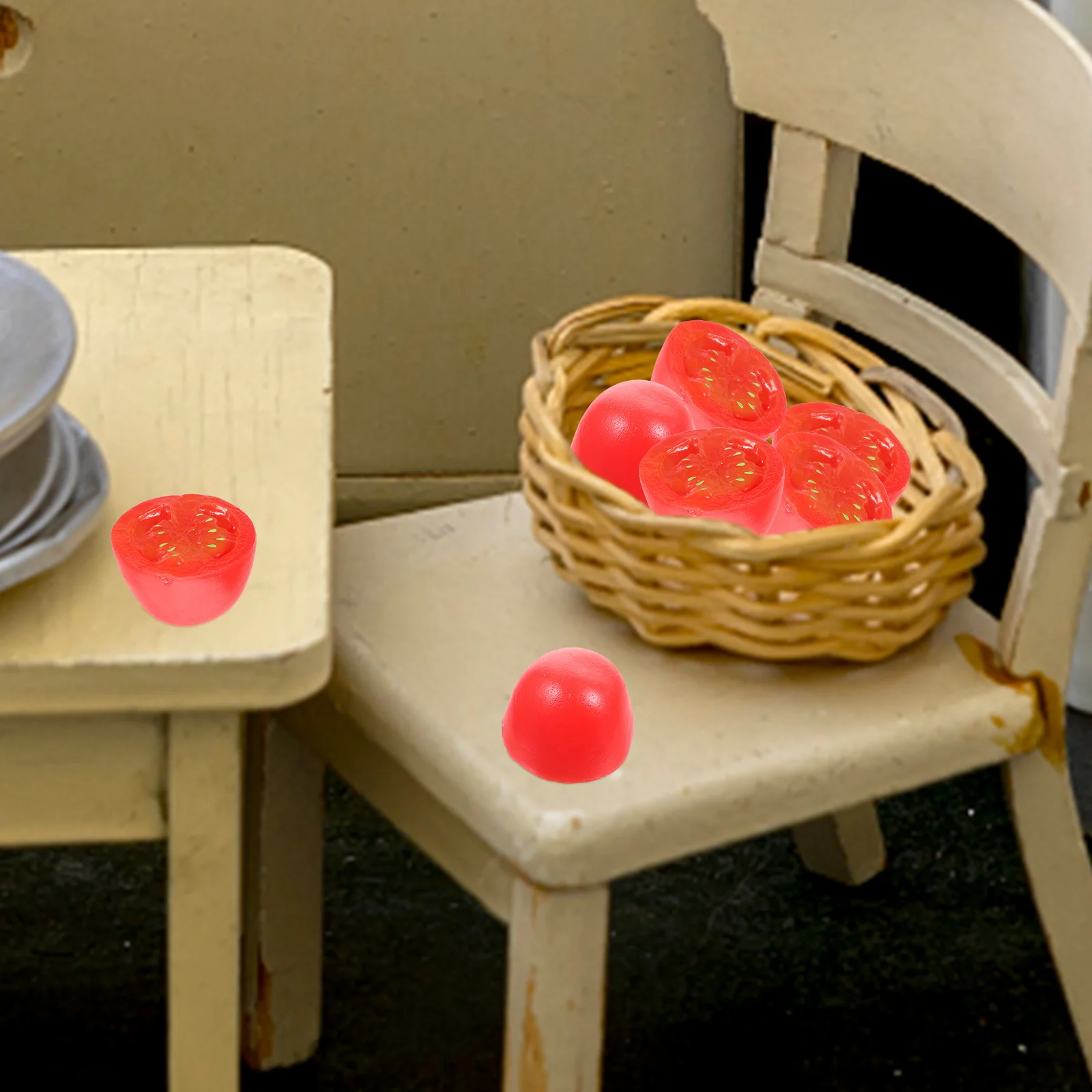 10 Pcs Fake Cherry Tomatoes Creative Vegetable Decorations Model Pvc Decorative