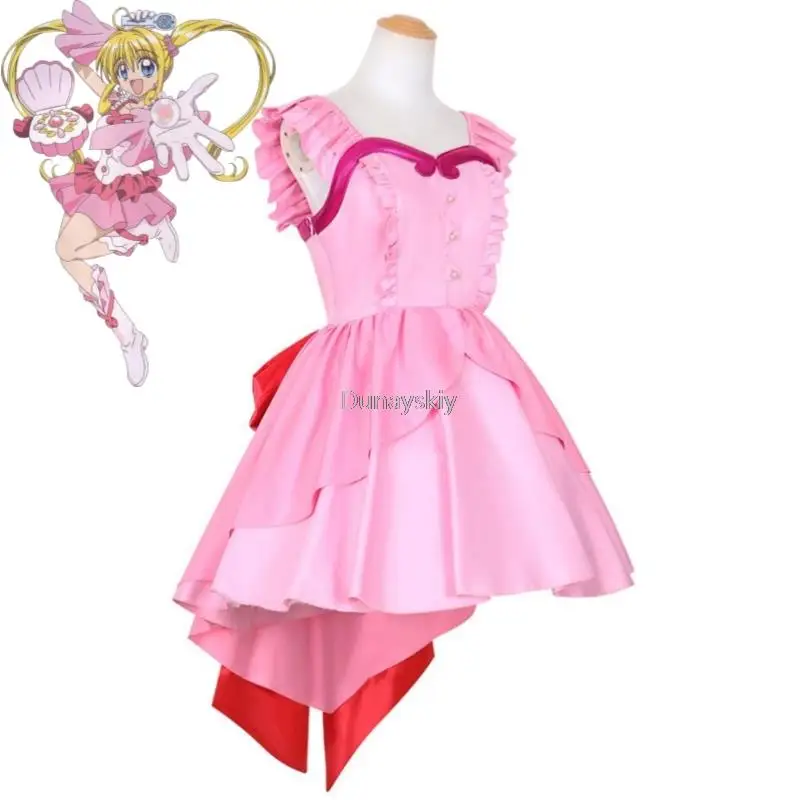 Anime Nanami Ruchia Luchia Lucia Melody Pichi Pitch Cosplay Costume Yellow Wig Pink Princess Dress Halloween Role Play Suit