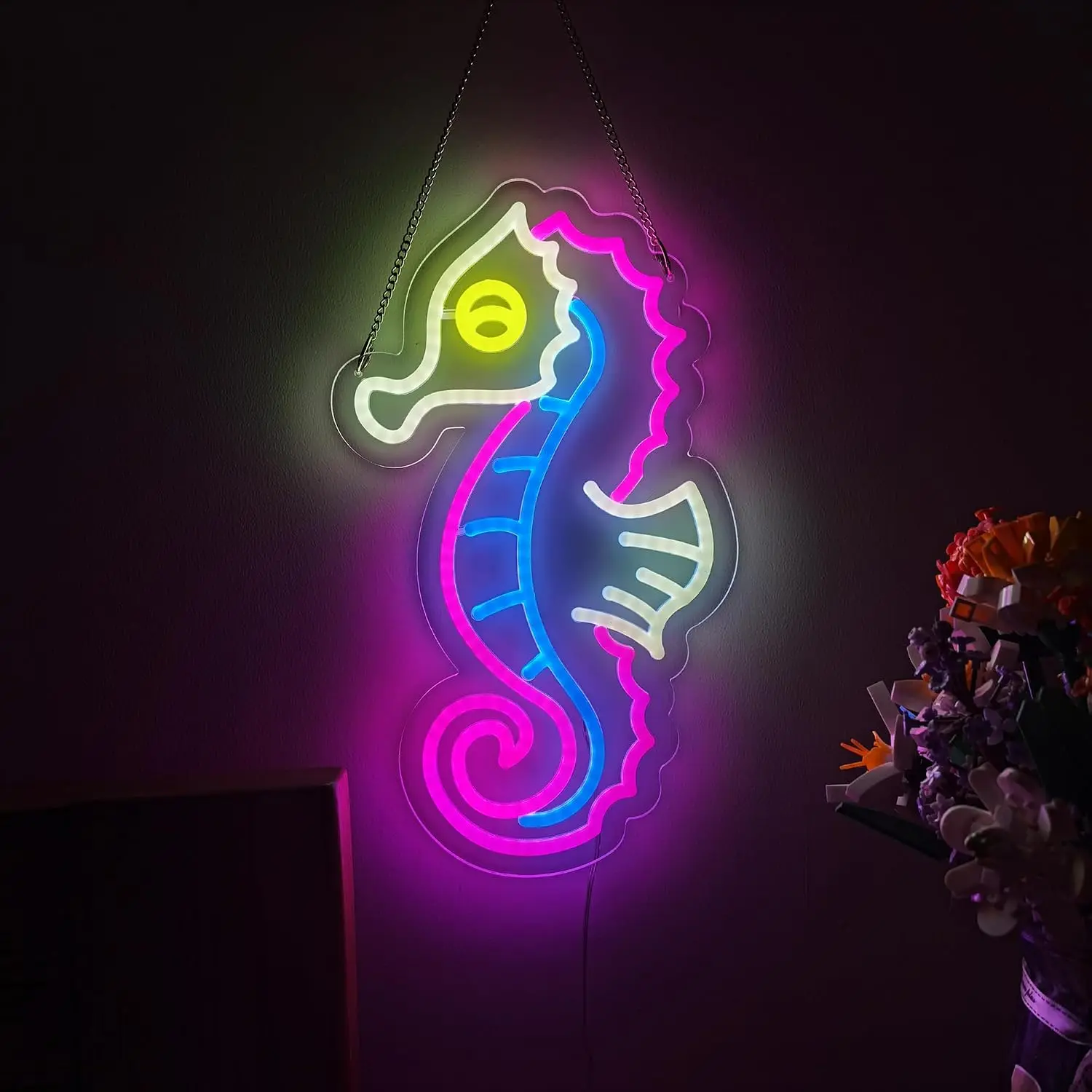 Seahorse LED Neon Sign USB Wall Light Ocean Animal Neon Lamp Beach Shop Cafe Bathroom Mermaid Aesthetic Wall Decor Gift