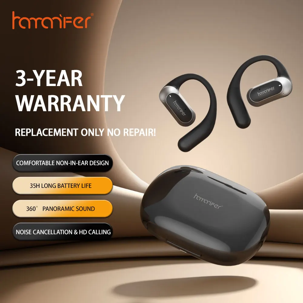 

HAMANFER MX12 Open Ear Clip-on Bluetooth Wireless Earphones TWS Sports Headphones Noise Cancelling Air Conduction Long Battery