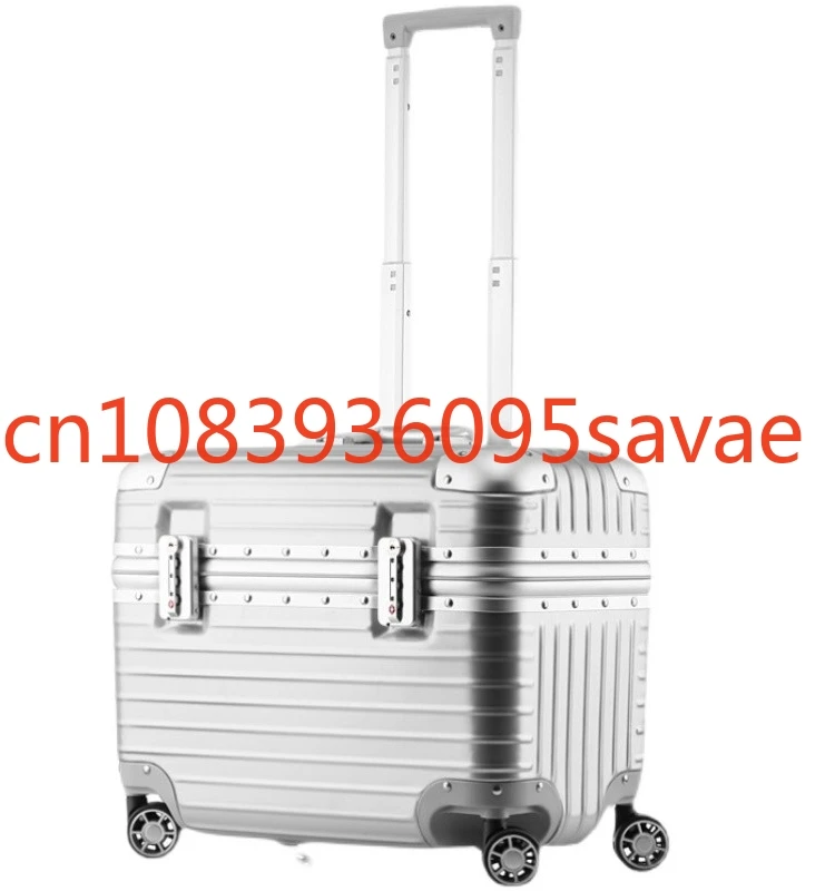 

18 inch aluminum frame captain case, men's luggage, boarding camera box, women's travel spinner wheel, clamshell trolley case