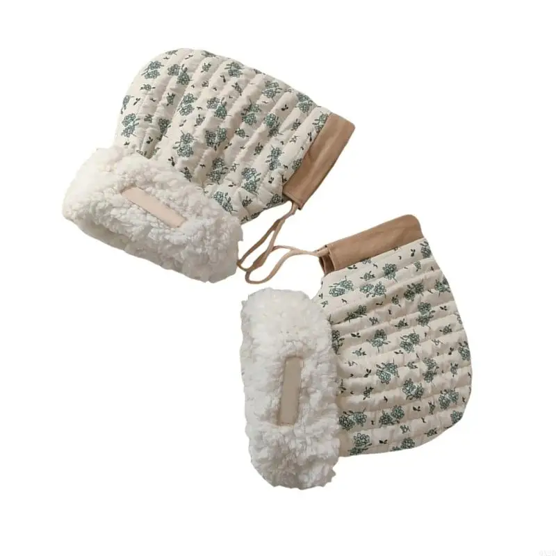 

QX2D Cotton Hand Muffs Thicken Mitts Kids Scooter Gloves Windproof Gloves Child Bike Mittens Printed Pattern Gloves