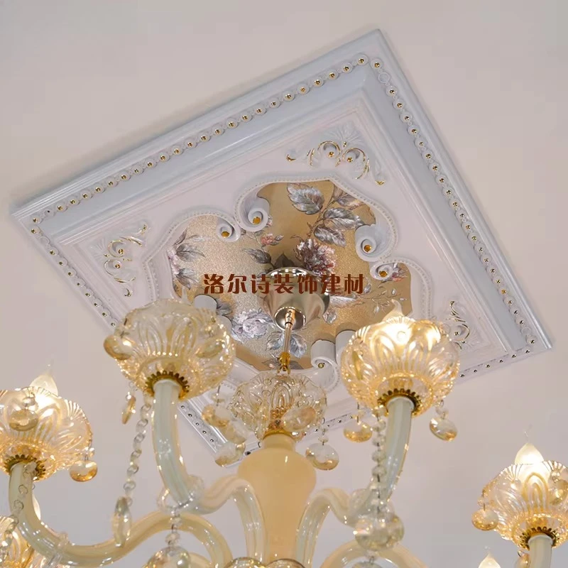 European lamp pool light panel decoration, living room ceiling plaster board ceiling shape pvc plaster line light panel, square