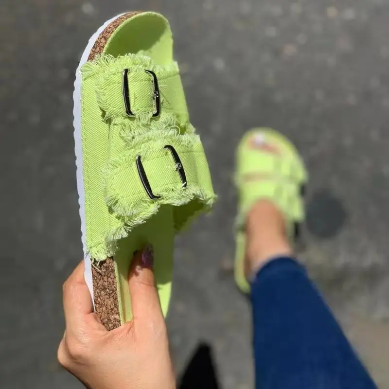 Sandalias cómodas de cuña sin cordones para mujer, zapatos deportivos para caminar en la playa, moda de verano, sandalias informales de mezclilla