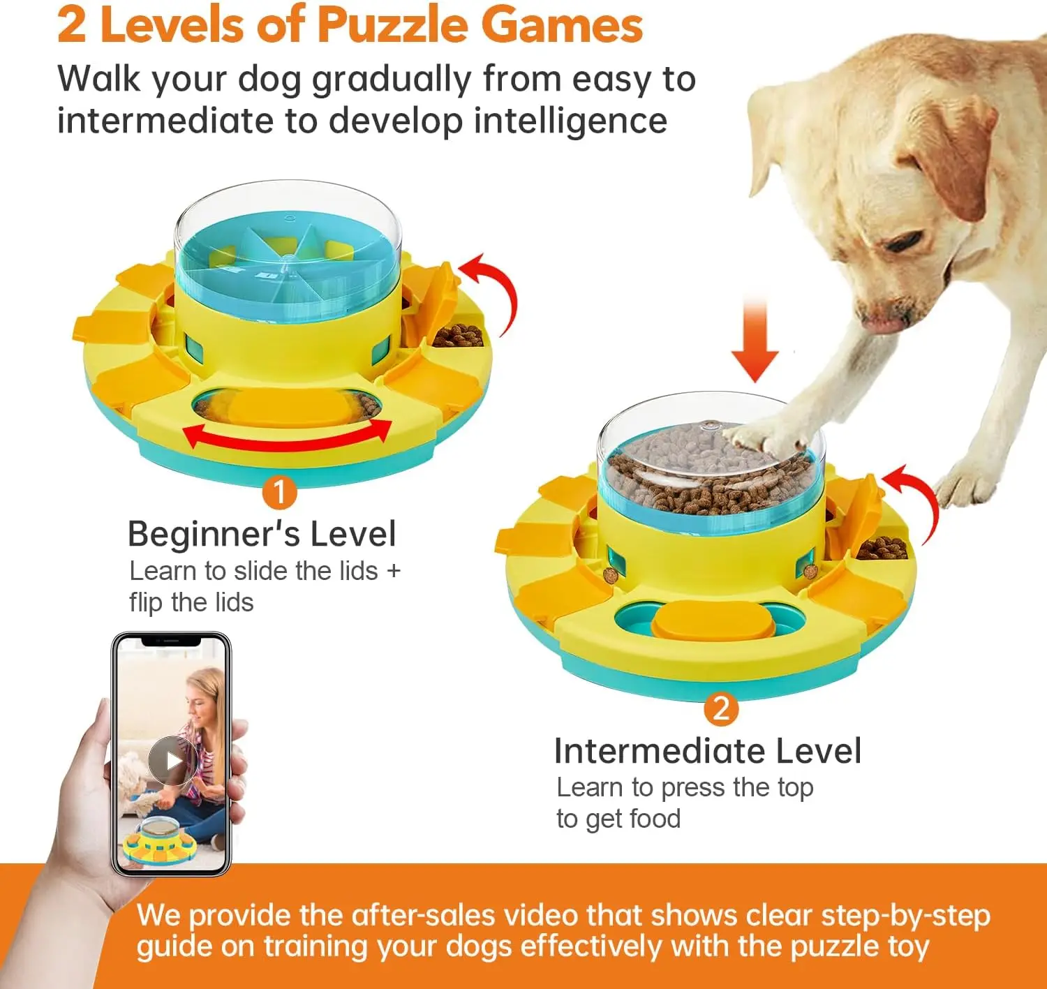 Dog Puzzle Toy Slow Feeder, Dog Food Treat Feeding Toys for IQ Training, Dog Entertainment Toys for All Breeds 4.2 Inch Height