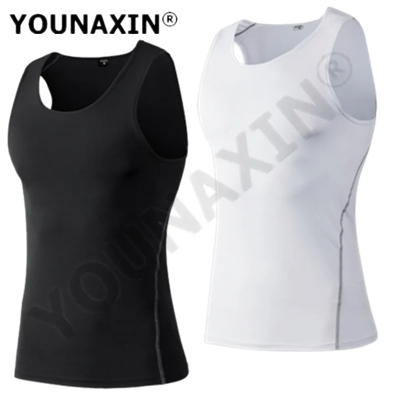 Men Black Sport Skinny Vest Tight Tank Base Layer Gym White T-Shirt Top Singlet Sweatshirt Running Training Sportwear Activewear