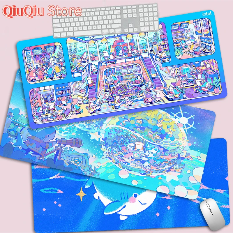 Large Mouse Pad 1200X600mm Kawaii Shark Mouse Mats Gamer Cute Pad for Computer Mouse XXL bule Gaming Accessories Laptop Desk Mat