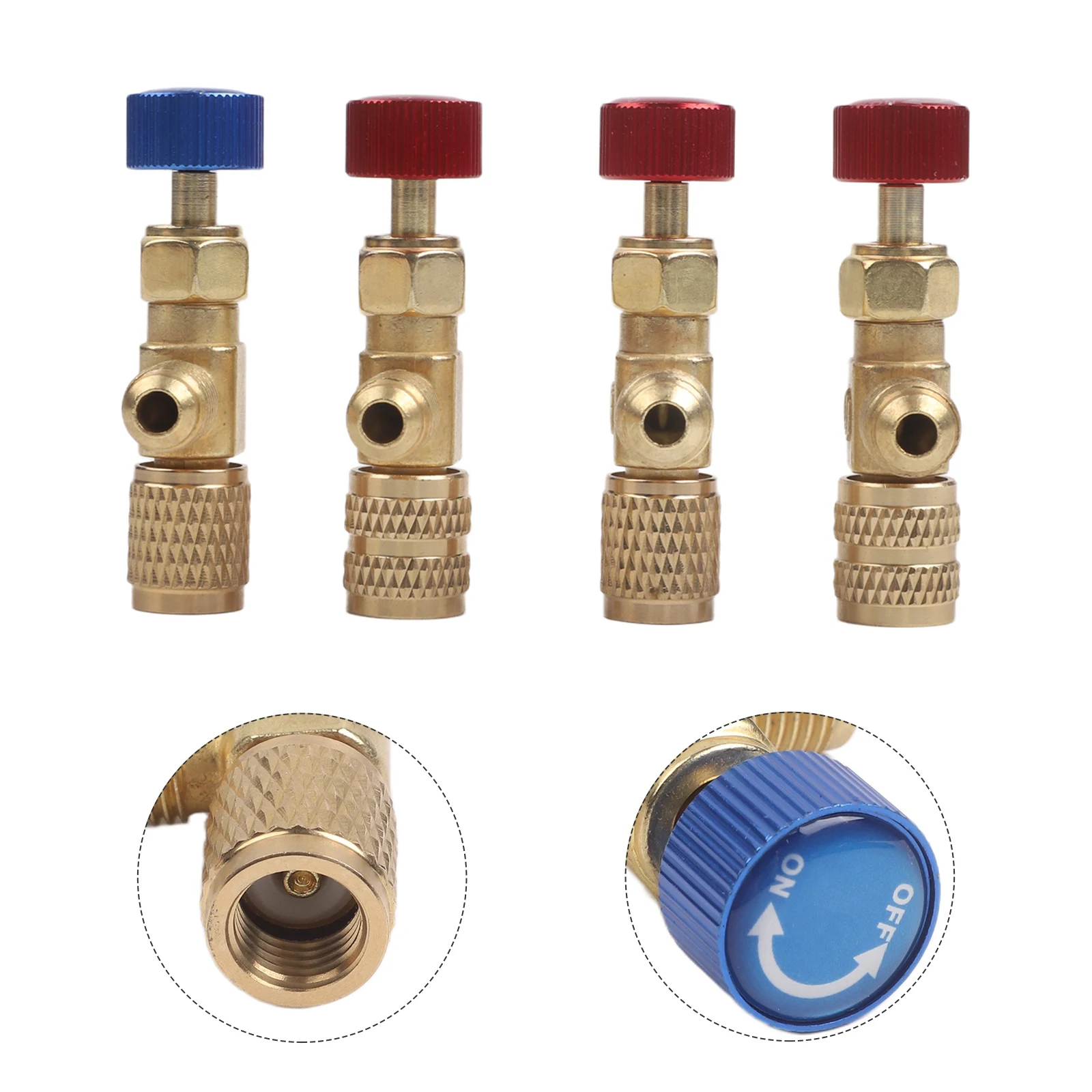 

4PCS Air Conditioning Safety Valve Set for R22 R32 R410 Systems with 12 14 516 Quick Connector Brass Flow Control Valves