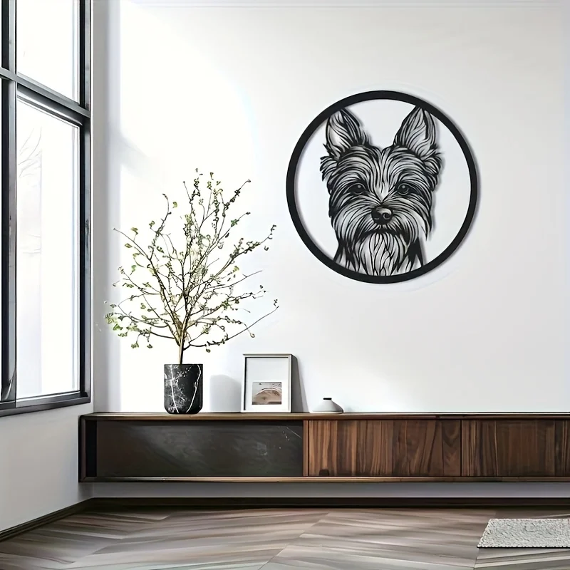 1pc Yorkshire Terrier Metal Wall Art Dog Sign Portrait Decor Home Sculpture Ornament Themed Party