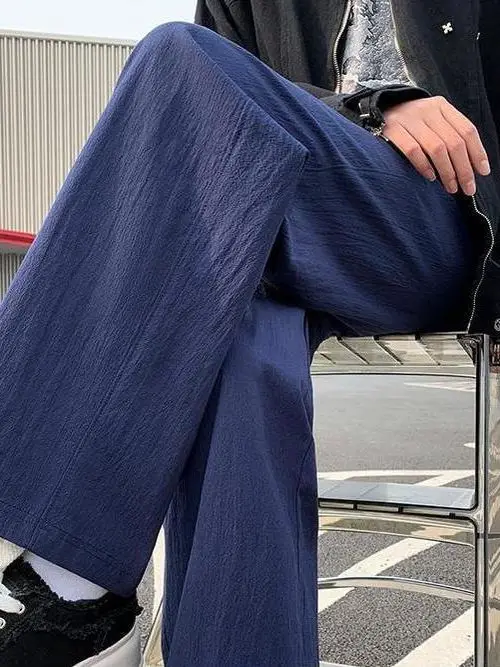 

Модные мужские повседневные спортивные брюки из хлопка и льна, свободные летние прямые брюки, дышащие, удобные, для активного отдыха, молодежные