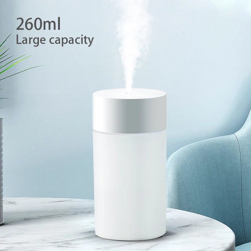 Humidificateur d'air ultrasonique USB 260ML, lampe LED, Mini diffuseur d'huile essentielle, purificateur de voiture, machine de brume d'anion aromatique avec lumière romantique