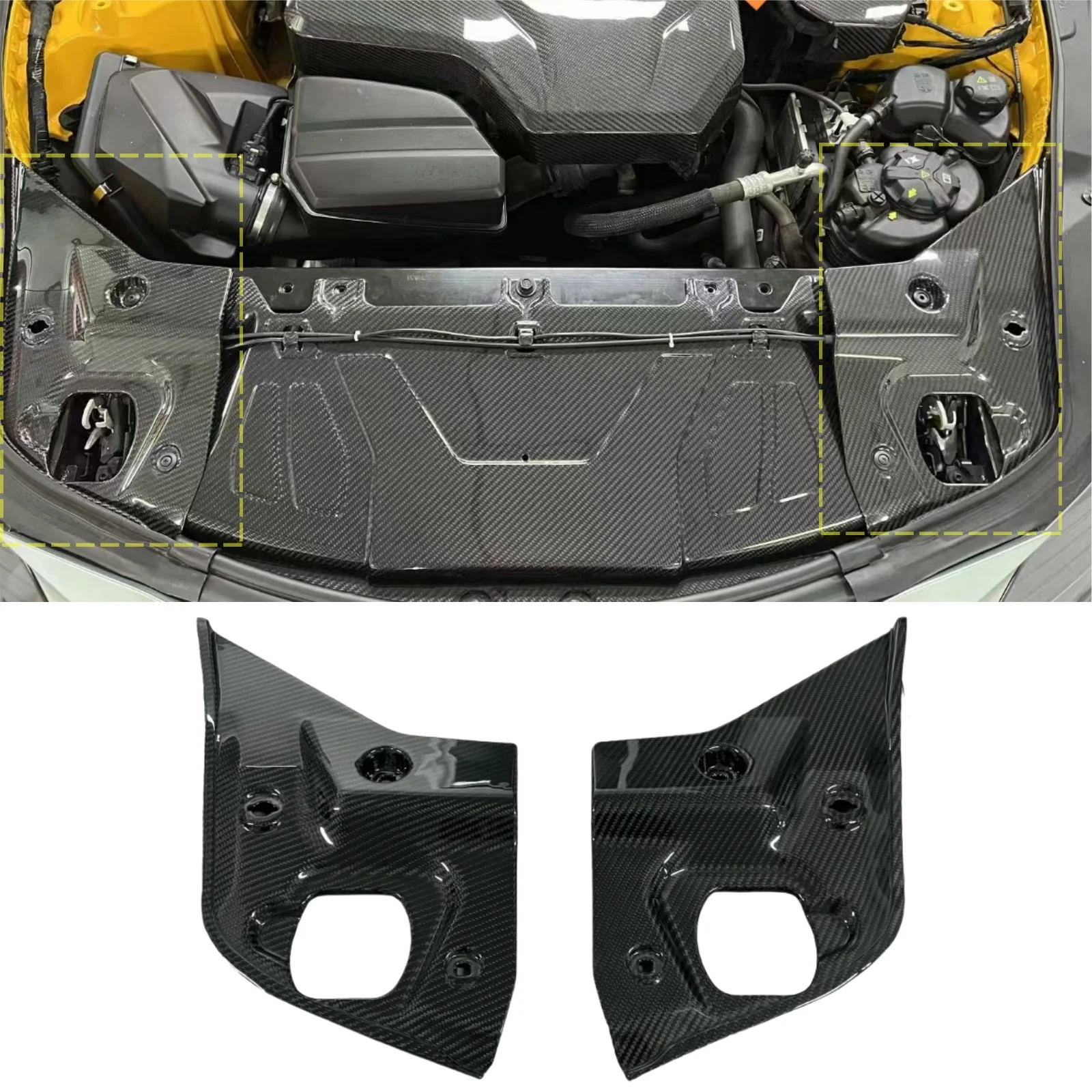 Dry Carbon Fiber Engine Side Bay Panel Cover For Toyota GR Supra MK5 A90 A91 2019 2020 2021 2022 2023 2024 2025