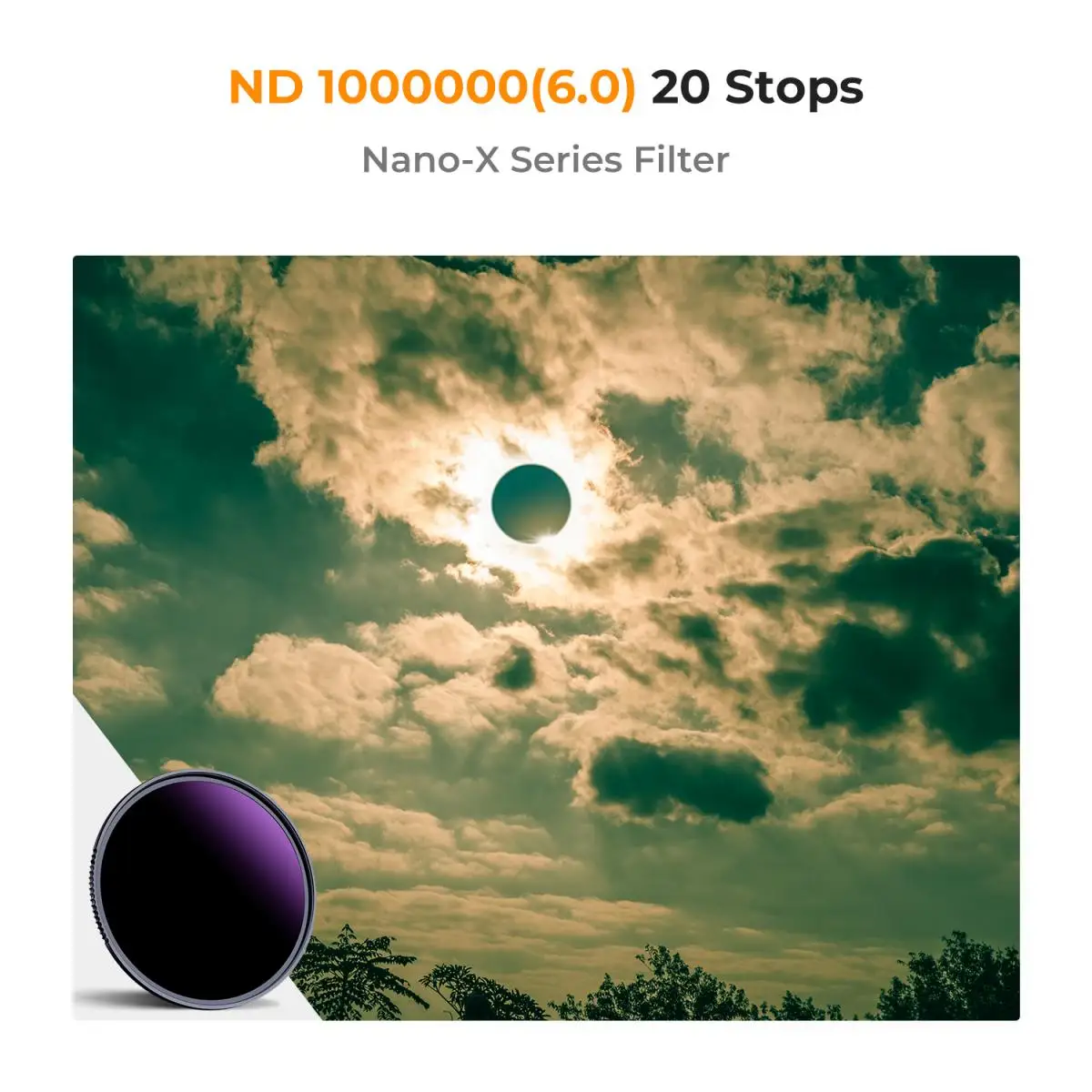 K & F ตัวกรองแสงอาทิตย์ ND1000000 67มม., ตัวกรองแสงอาทิตย์สุริยุปราคา77มม. 82มม. NANO-X ตัวกรอง49มม. 52มม. 55มม. 58มม. 62มม. 72มม. 95มม.