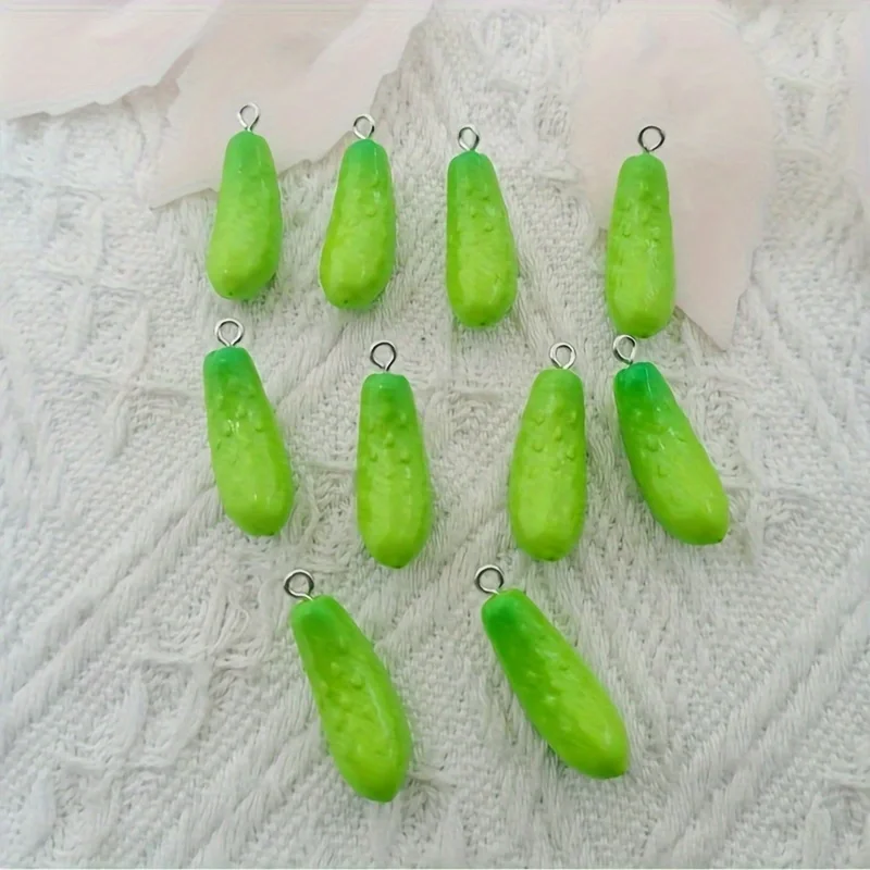 10pcs resin 3D cucumber vegetable pendant, DIY jewelry making earrings, keychain accessories