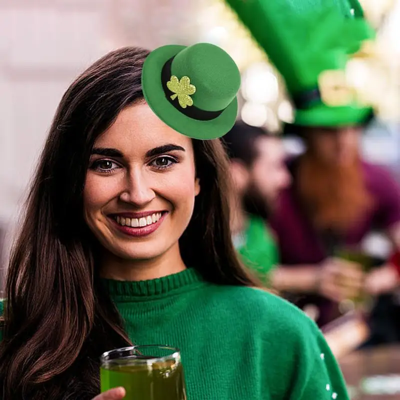 1pc Saint Patricks Day Top Hat Holiday Green Caps Dress up Costume for Irish Festival Party and Tree Topper Accessory Props