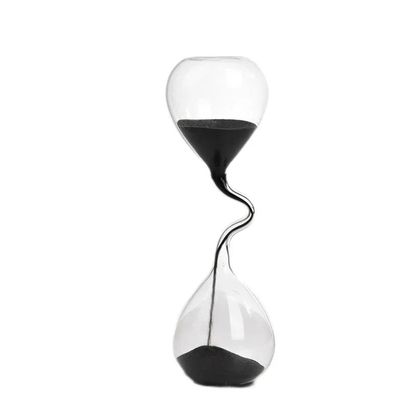 Curve Design Black Hourglass Modern Style Home Decor Accessories Glass Craft Simple Interior Table Ornament Aesthetic Sand Clock