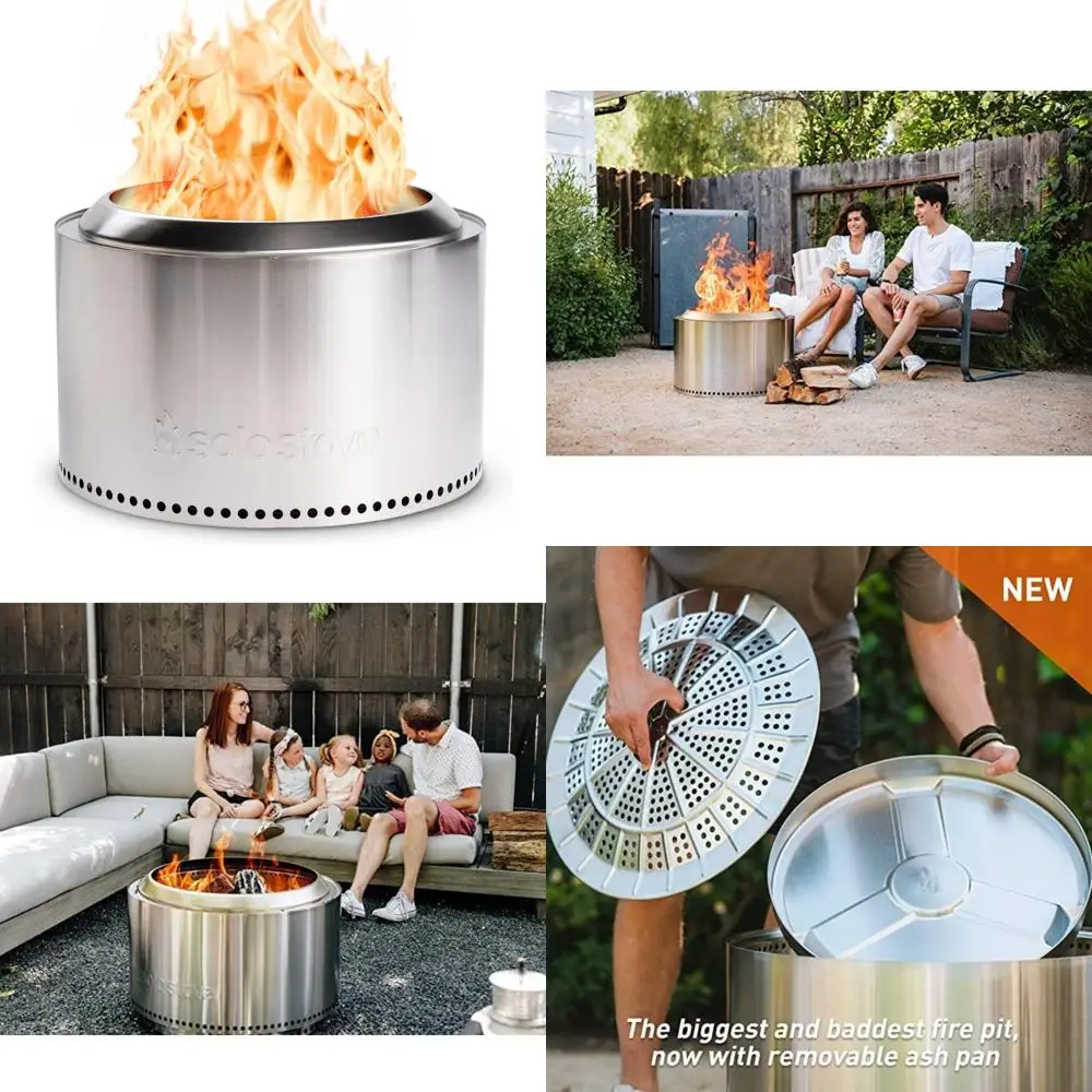

Наружная костра для выжигания по дереву, 27-дюймовый портативный бездымный камин из нержавеющей стали со съемной пепельницей
