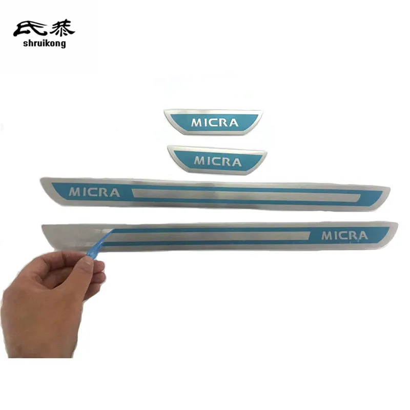 4PCS/SET Stainless Steel Fit For 2014-2023 Nissan MICRA Ultra-Thin Auto Door Sill Pedal Scuff Plate Cover Car Accessories