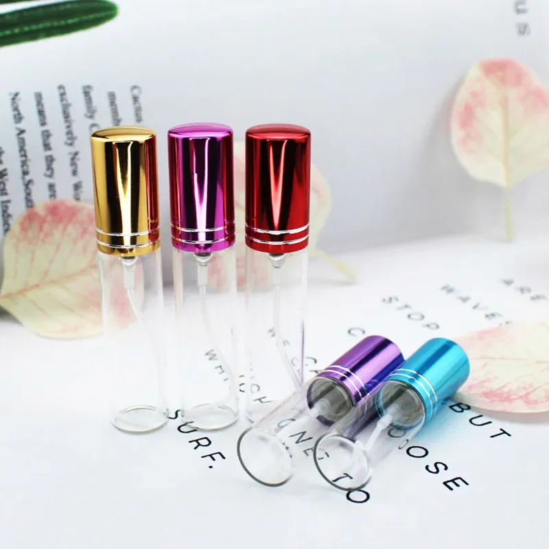 5pcs/lot 5ML 10ML Transparent Thin Glass Spray Bottle Sample Clear Vials Portable Mini Perfume Atomizer