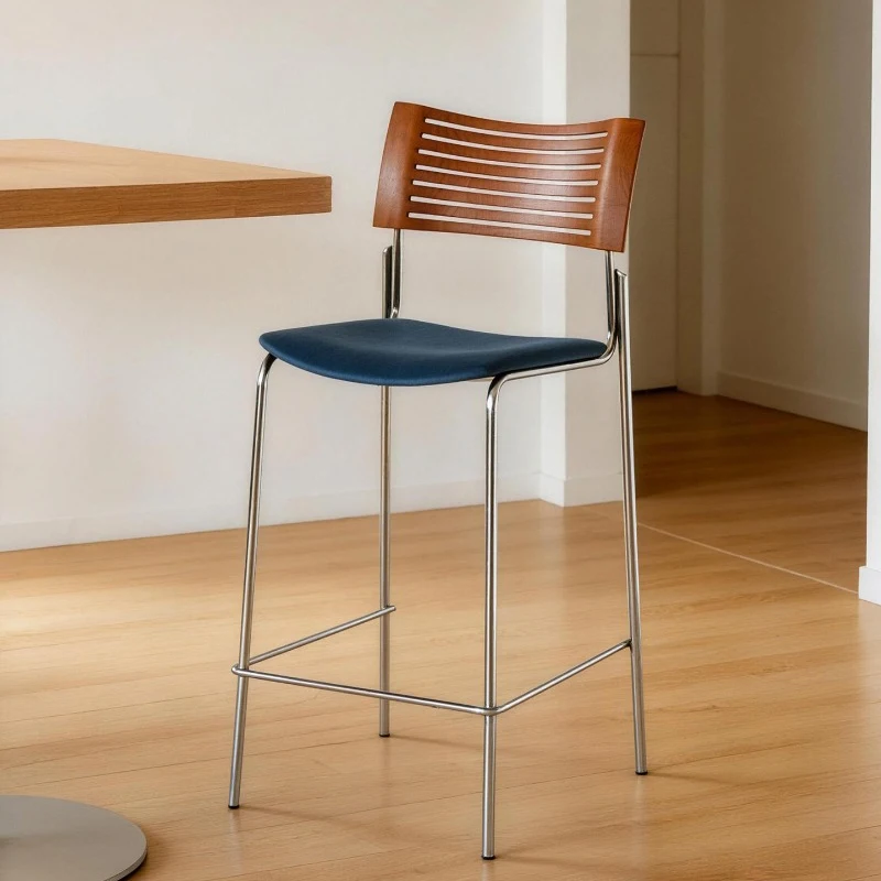Designer Wooden Bar Chair Island Minimalist Nordic Bar Chair Ergonomic Metal High Vintage Makeup Chaise Bar Cuisine Furniture