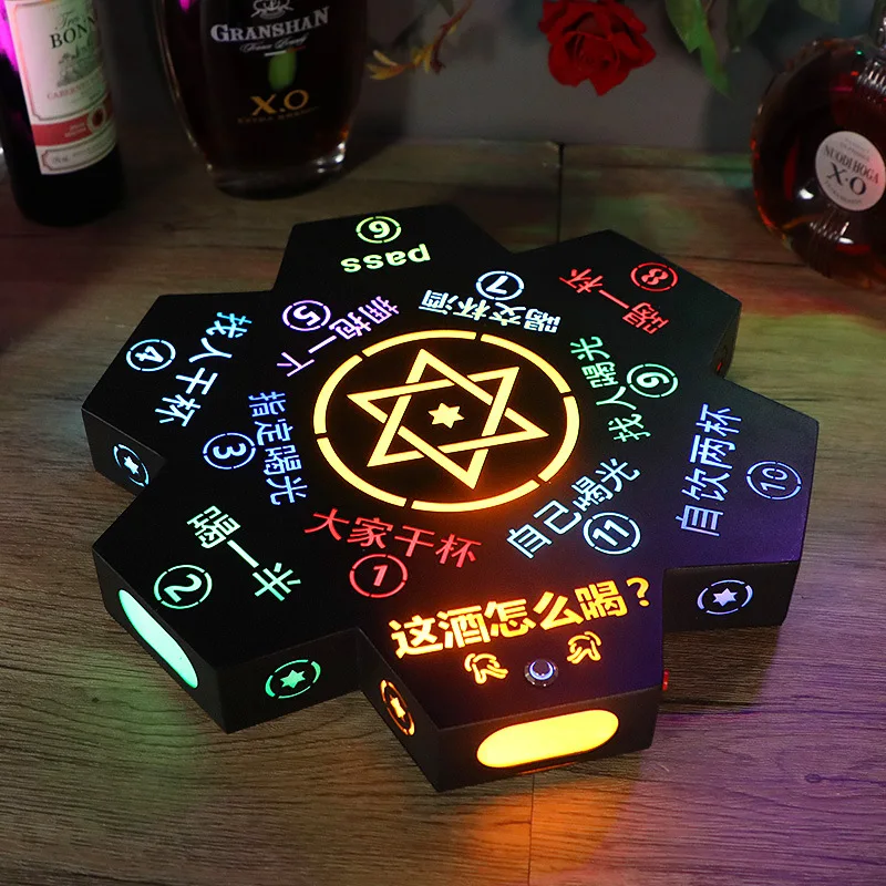 

Factory straight hair LED luminous game turntable wine commander drink roulette KTV bar party interactive game artifact