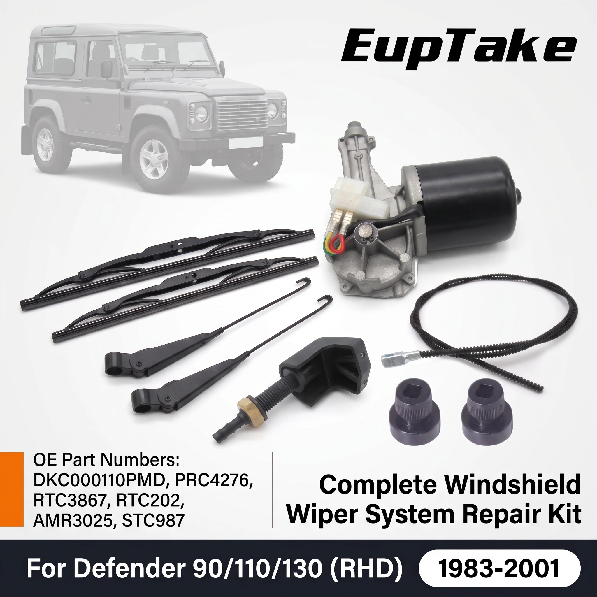 Front Wiper Repair Kit for Land Rover Defender 90 110 130 1983-2001 RHD DKC000110PMD PRC4276 RTC3867 RTC202 AMR3025 STC987