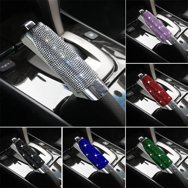 1/Pcs Hand Brake Set Universal Inlaid Diamond Car Handbrake Sleeve Cover Anti-Skid Auto Parking Brake Auto Interior Accessories