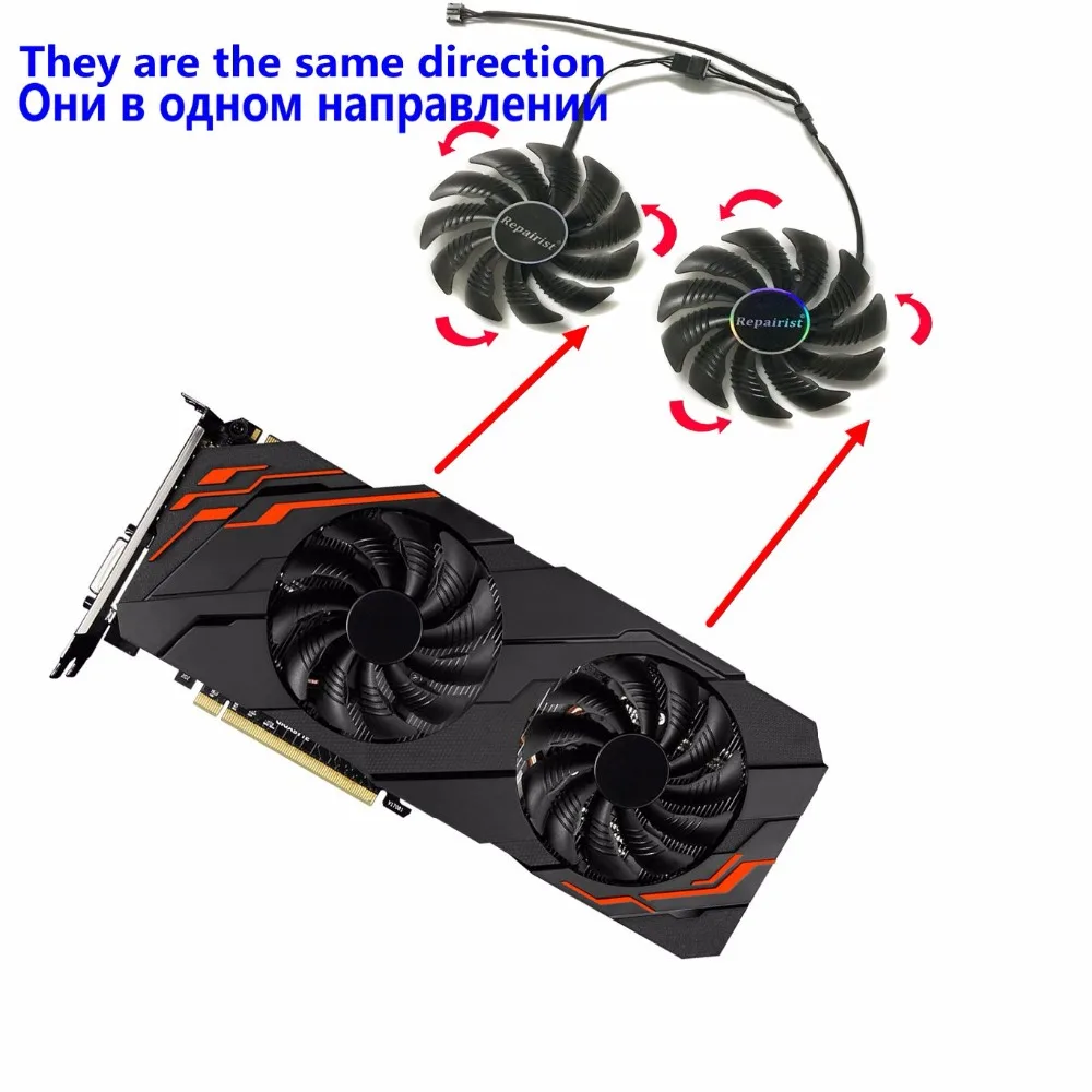 2 Teile/satz PLD09210S12HH,Grafikkartenventilator,Für Gigabyte RX480 GAMING,Für Gigabyte RX580 GAMING,Für Gigabyte RX570 GAMING,Für Gigabyte RX470 GAMING