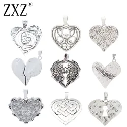 2pcs Bohemian Large Hammered Broken Heart Charms Pendants for DIY Necklace Jewelry Making Accessories