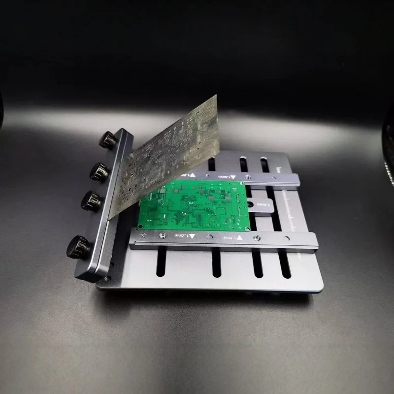 Mini CNC Solder Paste Stencil Printer Dual-Sided PCB Fixture Laser-Etched Scales Tool-Free Clamping